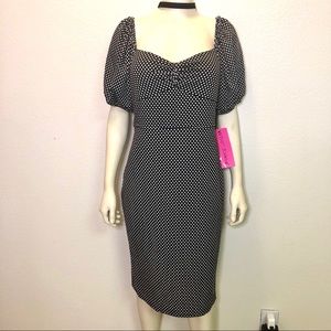 Betsey Johnson Black & White Dot Dress Size 12 Petite